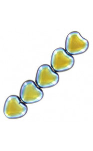 Czech Hearts beads 6mm Jet full ab 23980/28703